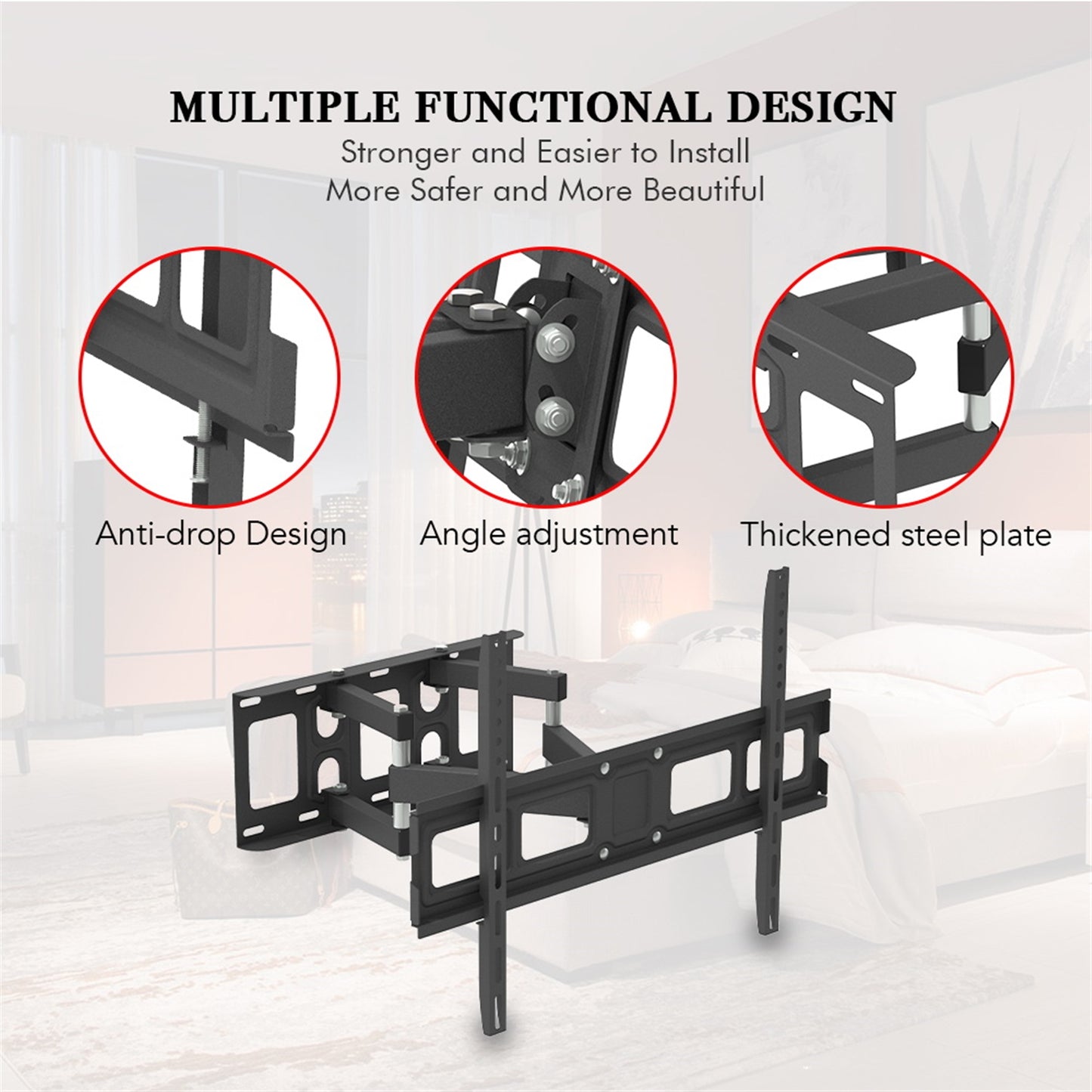 32-70 Inch Double Pendulum Large Base TV Stand Tmds-101 Bearing 50Kg/Vese600*400/Upper And Lower-10~ 10°