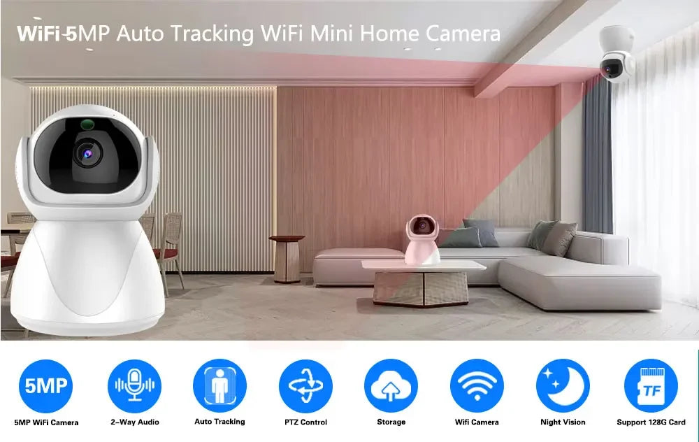 YI IoT 5MP 5Ghz Dual Frequency WiFi PTZ Camera IR Night Vision Security Camera Two Way Audio Auto Tracking Smart Home Security