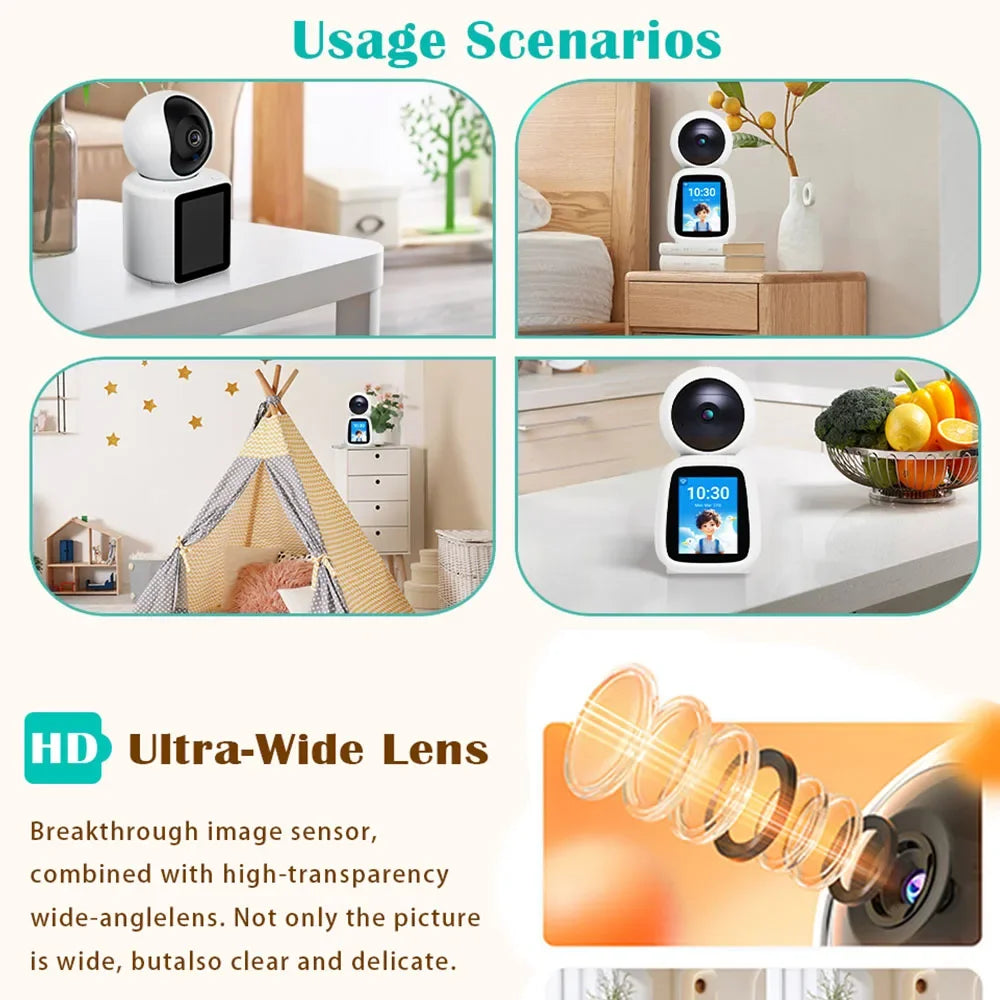 4MP WIFI Camera PTZ Indoor TUYA Two-way Voice and Video Call with Screen 2MP Mobile Detection Security Surveillance Camera TUYA