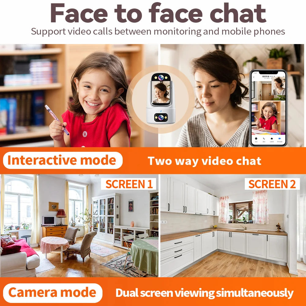 3MP WIFI IP Camera HD Baby Monitor Camera 2-Way Video Call Color Night Vision One Key Click Call CCTV PTZ Wireless Smart Camera