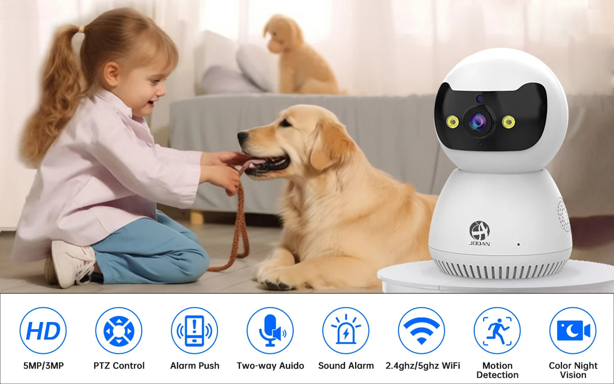 JOOAN 5MP 3MP IP Camera 5G WiFi Smart Home Indoor Wireless IP Surveillance Camera CCTV Camera AI Tracking Security Baby Monitor