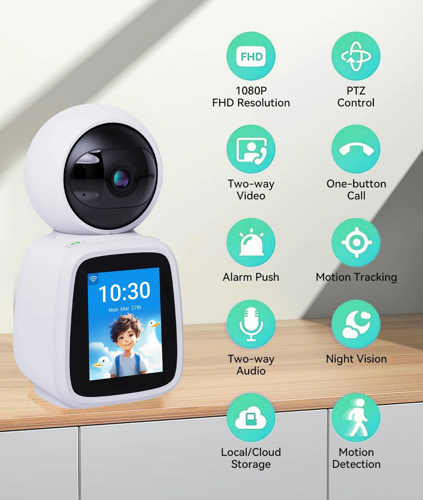 4MP WIFI Camera PTZ Indoor TUYA Two-way Voice and Video Call with Screen 2MP Mobile Detection Security Surveillance Camera TUYA