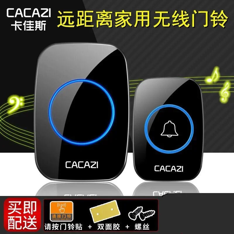 CACAZI A06 DC battery-operated Wireless Waterproof Doorbell 300M Remote 36 chimes Cordless Home Cordless Call Bell