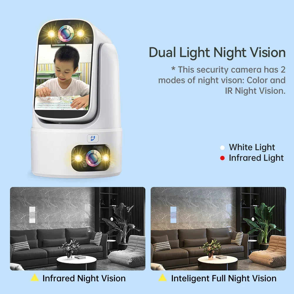 3MP WIFI IP Camera HD Baby Monitor Camera 2-Way Video Call Color Night Vision One Key Click Call CCTV PTZ Wireless Smart Camera