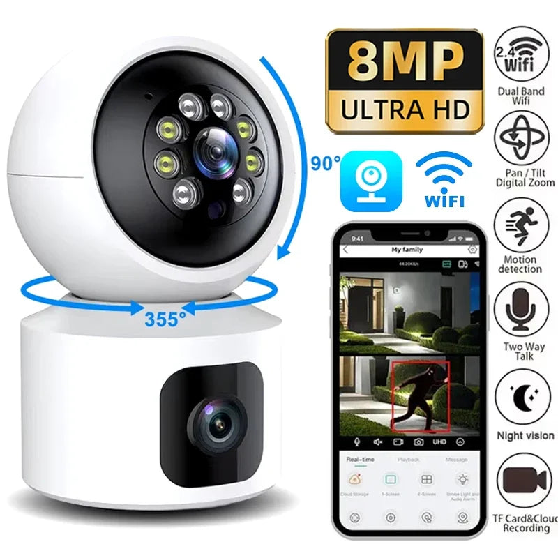 8MP 4K WIFI Camera Home Security Indoor Surveillance Camera Baby Pet Monitor Auto Tracking Two-way Audio Wireless PTZ IP Camera