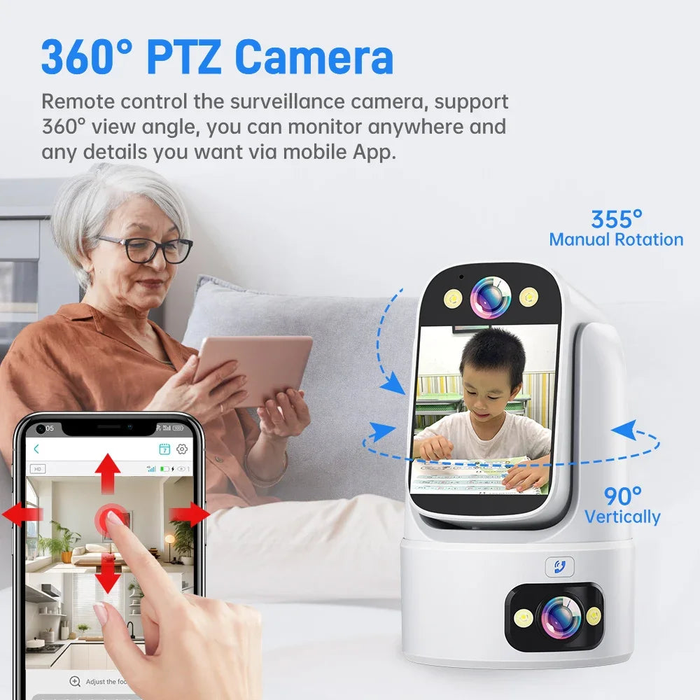 3MP WIFI IP Camera HD Baby Monitor Camera 2-Way Video Call Color Night Vision One Key Click Call CCTV PTZ Wireless Smart Camera