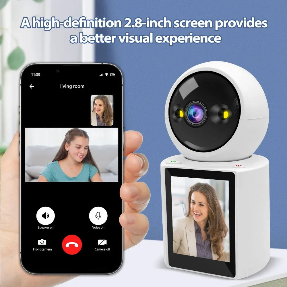 Dual Screen Camera: One Click Call, 4K 6MP WiFi Camera with AI Human Detection, Color Night Vision CCTV Video Surveillance