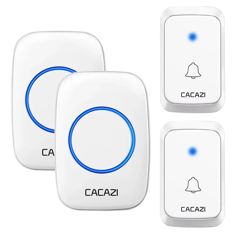 CACAZI A06 DC battery-operated Wireless Waterproof Doorbell 300M Remote 36 chimes Cordless Home Cordless Call Bell